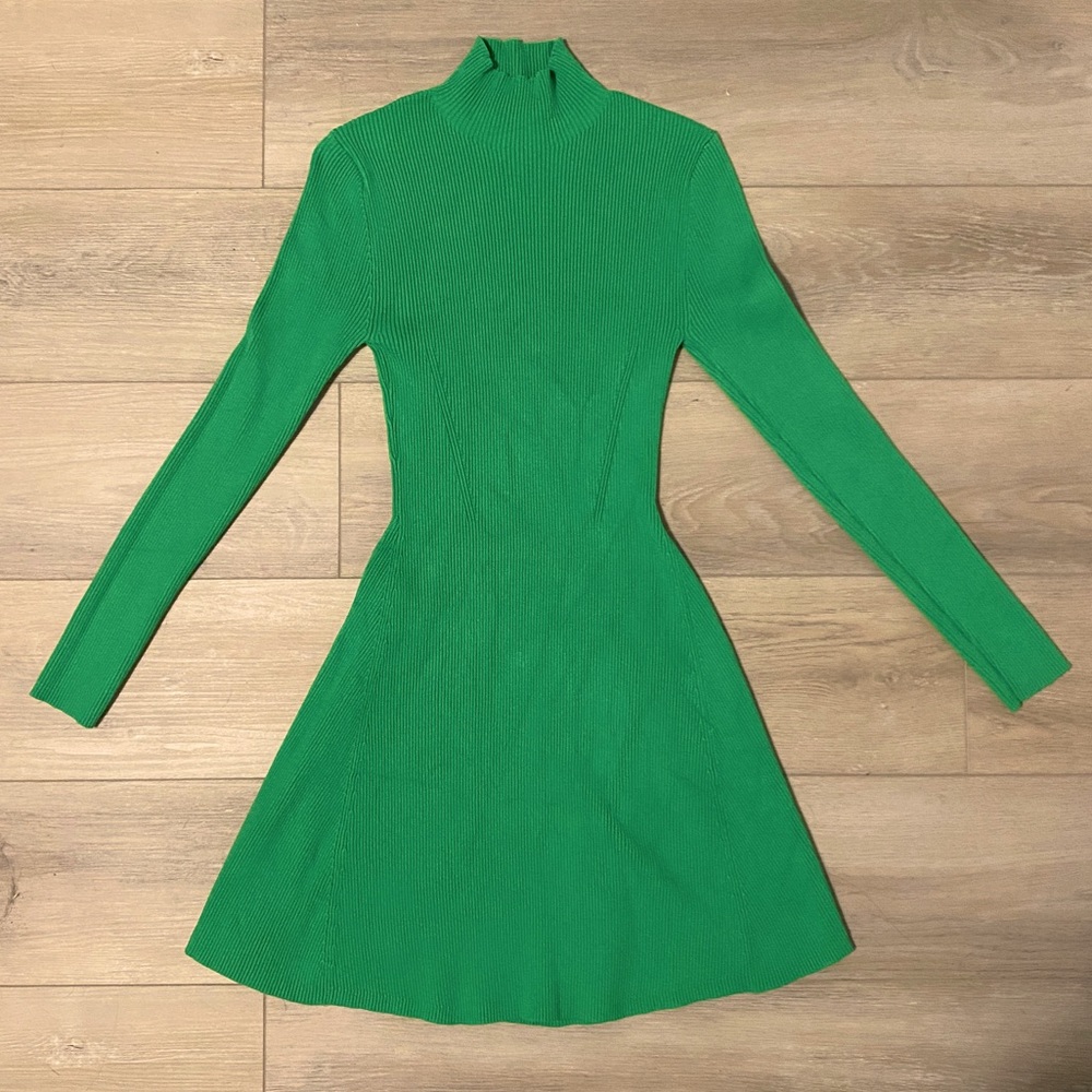 ZARA ribbed mock-neck long sleeve dress